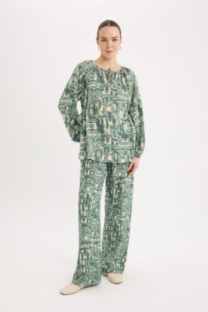 Blouse imprimée à manches longues et coupe régulière