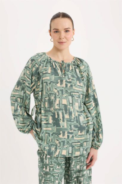 Blouse imprimée à manches longues et coupe régulière