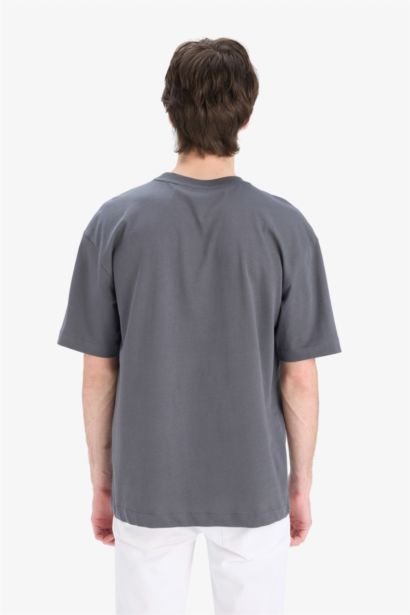 %100 Pamuk Oversize Geniş Kalıp Bisiklet Yaka Basic Düz Kısa Kollu Tişört