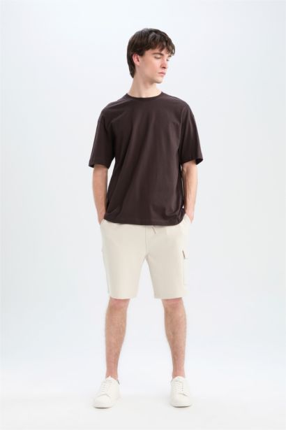 %100 Pamuk Oversize Geniş Kalıp Bisiklet Yaka Basic Düz Kısa Kollu Tişört