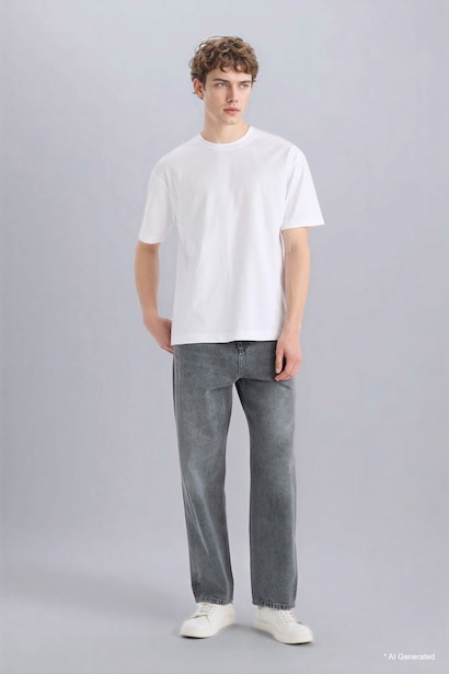 %100 Pamuk Oversize Basic Kısa Kollu Tişört