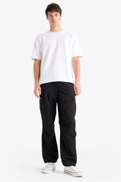 Loose Relaxed Fit Wide Leg Cotton Cargo Pants