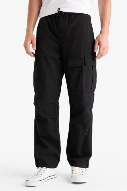 Loose Relaxed Fit Wide Leg Cotton Cargo Pants