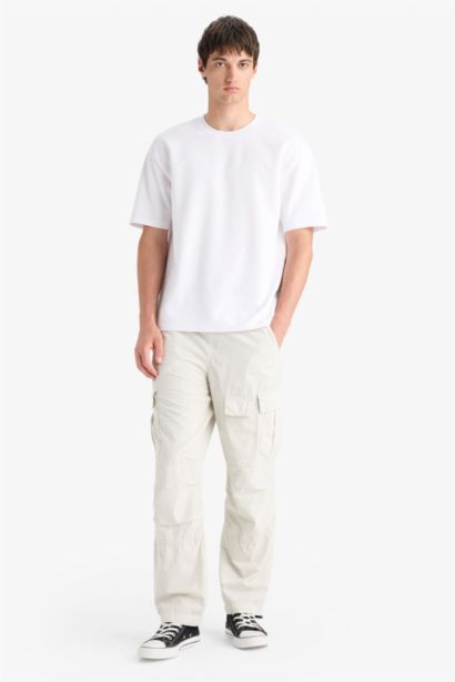 Loose Relaxed Fit Wide Leg Cotton Cargo Pants