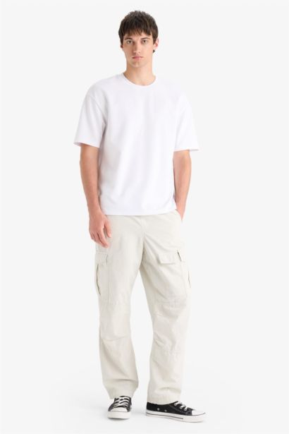 Loose Relaxed Fit Wide Leg Cotton Cargo Pants