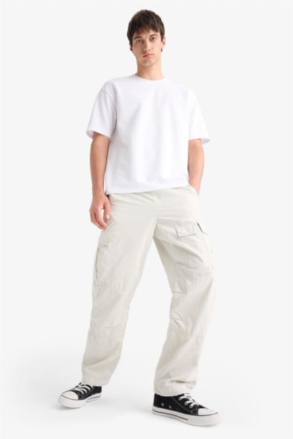 Loose Relaxed Fit Wide Leg Cotton Cargo Pants