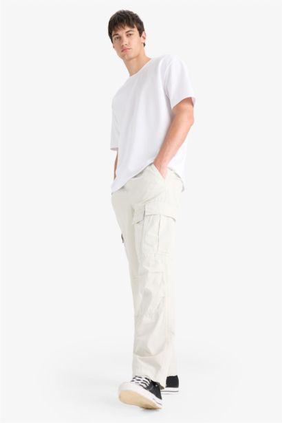 Loose Relaxed Fit Wide Leg Cotton Cargo Pants