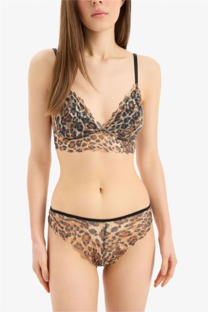 Leopar Desenli Dantelli Brazilian Külot