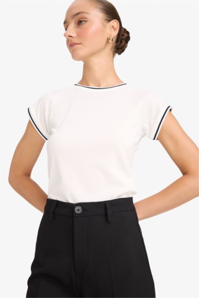 Slim Fit Crew Neck Ribbed T-Shirt