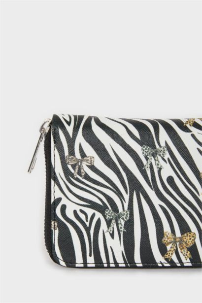 Kadın Zebra Desenli Suni Deri Cüzdan