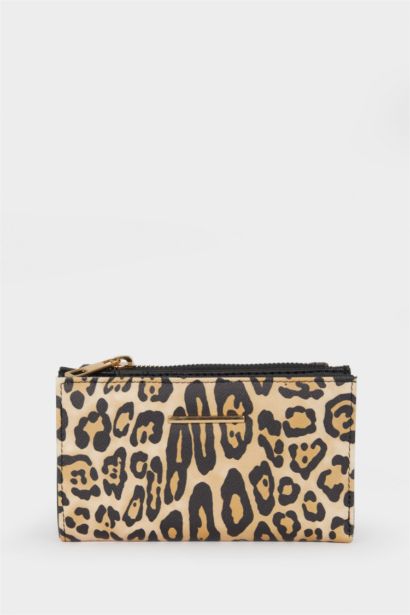 Kadın Leopar Desenli Suni Deri Cüzdan
