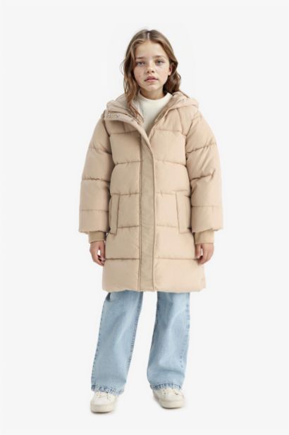 Girl Hooded Zippered Waterproof Puffer Jacket