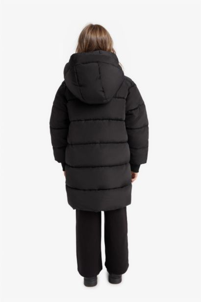 Su Geçirmez Kapüşonlu Fermuarlı Parka Kız Çocuk