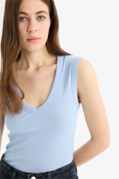 Slim Fit Ribana V-Neck Tank Top