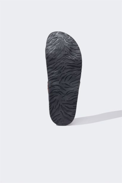 Woman Flat Sole Single Band Faux Leather Slippers