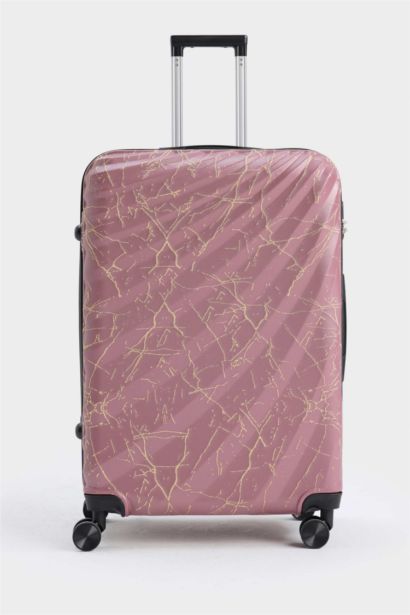 Unisex Sert Kapaklı Çekçekli Büyük Boy Valiz