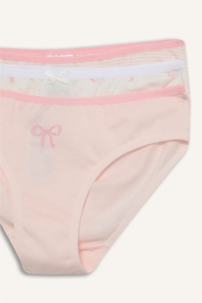 %100 Pamuklu Desenli 3'lü Slip Külot Kız Çocuk