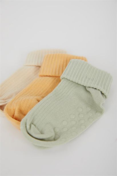 Baby Boy Non-Slip Sole 3 Piece Cotton Long Socks