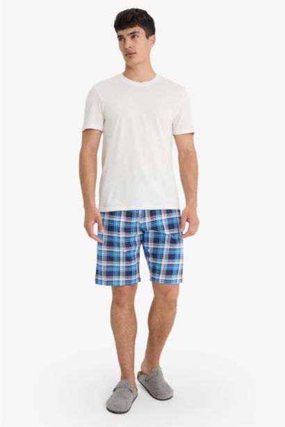 Regular Fit Checkered Pocket Shorts Pajama Bottoms