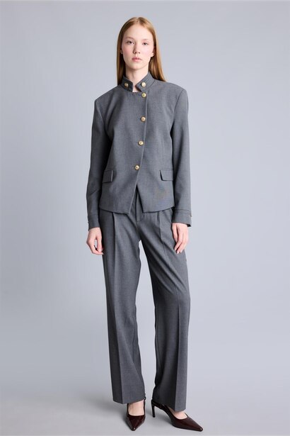 Straight Fit Zipper Trousers