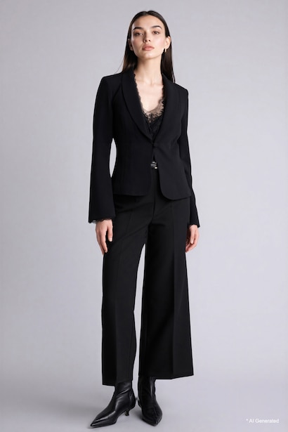 Pantalon culotte à taille haute