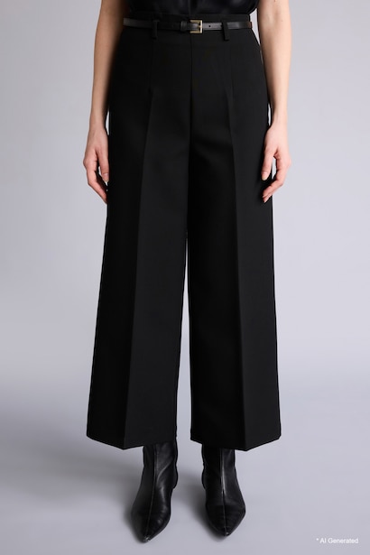 Pantalon culotte à taille haute