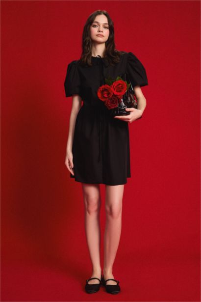 Crew Neck Poplin Mini Dress