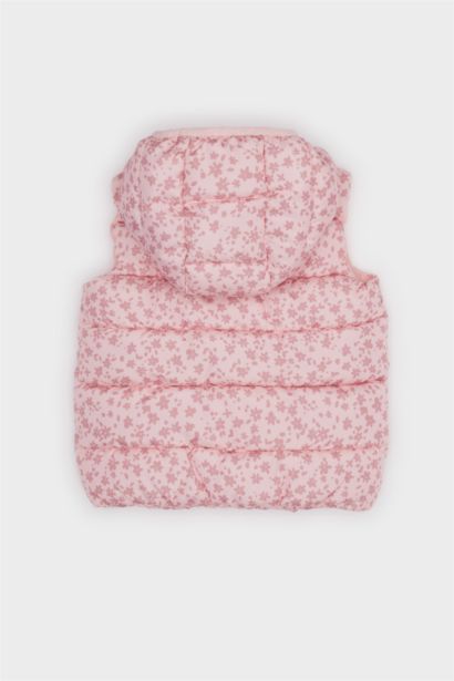 Rüzgar Geçirmez Su Geçirmez Kapüşonlu Desenli Şişme Yelek Kız Bebek