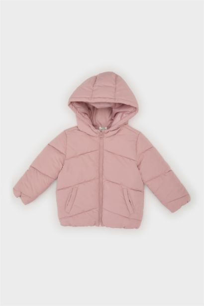 Baby Girl Windproof Waterproof Zipper Hooded Puffer Jacket
