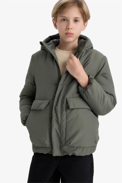 Boy Waterproof Hooded Zippered Puffer Jacket