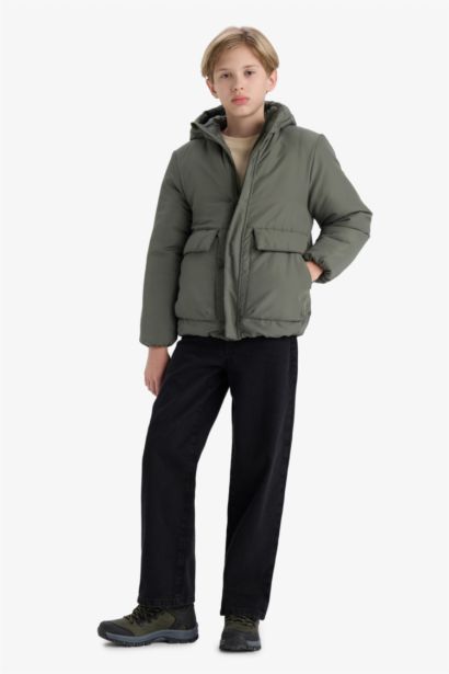 Boy Waterproof Hooded Zippered Puffer Jacket