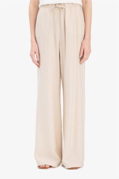 Double Pocket High Elastic Waist Wide Leg Trousers