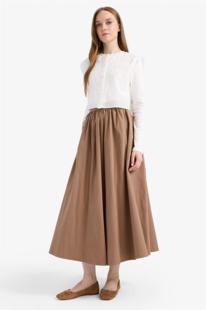 A Cut Poplin Maxi Skirt