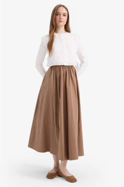 A Cut Poplin Maxi Skirt