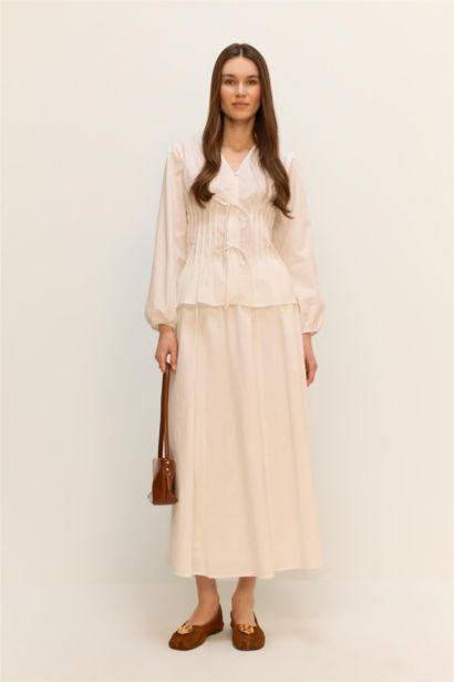 A Cut Poplin Maxi Skirt