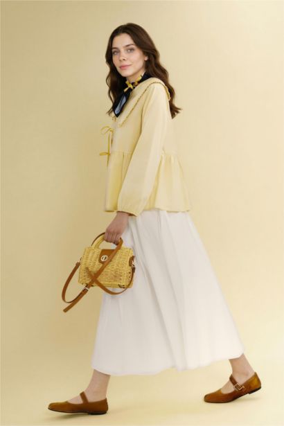 A Cut Poplin Maxi Skirt