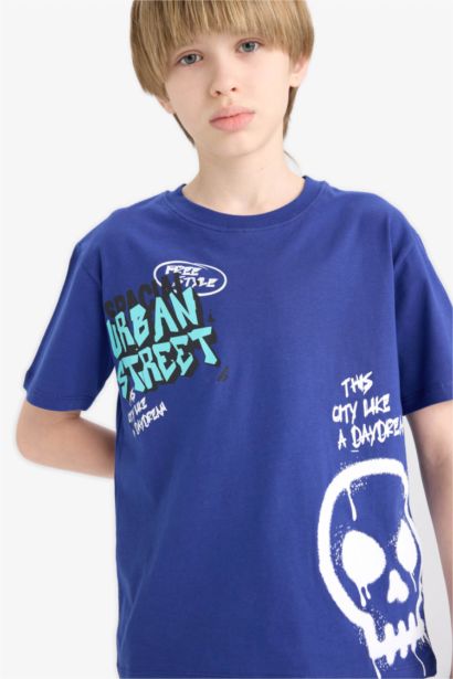 T-shirt imprimé à col rond et manches courtes pour garçon