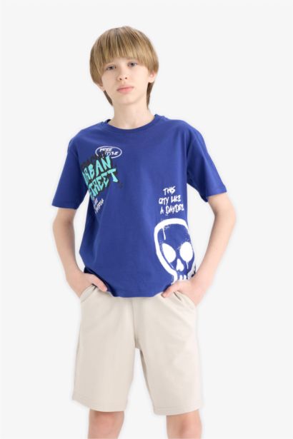 T-shirt imprimé à col rond et manches courtes pour garçon