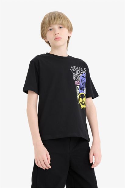 T-shirt imprimé à col rond et manches courtes pour garçon