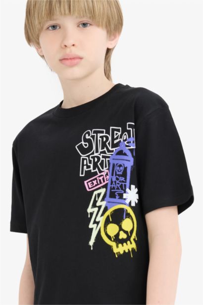 T-shirt imprimé à col rond et manches courtes pour garçon