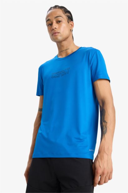 DeFactoFit Slim Fit Crew Neck Printed Sports T-Shirt