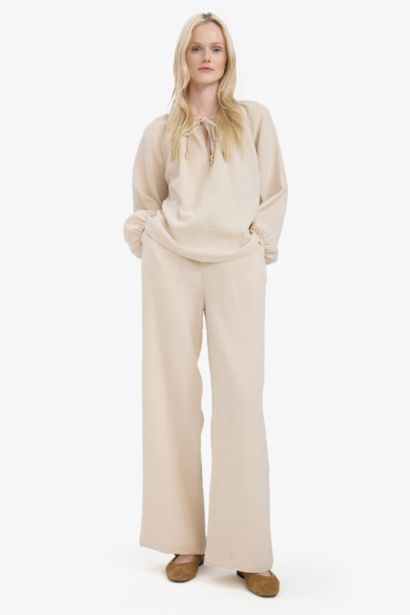 Oversize Fit Crew Neck Long Sleeve Blouse