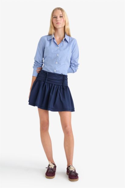 Mini-jupe en popeline doublée taille normale