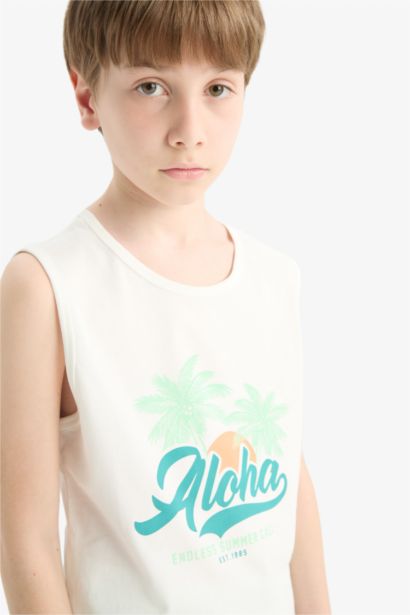 Мальчиковый комплект из двух частей с принтом: майка и шорты для плавания