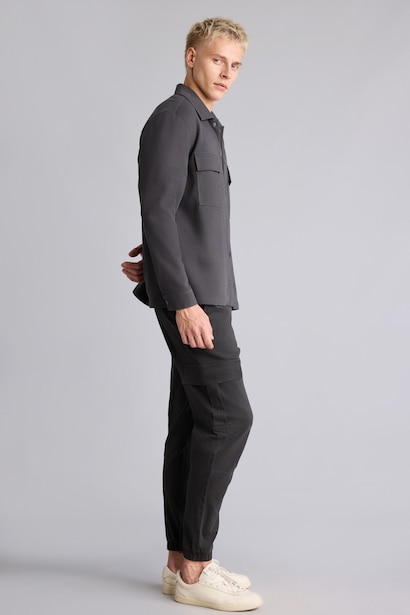 Cargo Pocket Elastic Waist Jogger Fit Gabardine Trousers