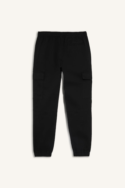 Cargo Pocket Elastic Waist Jogger Fit Gabardine Trousers