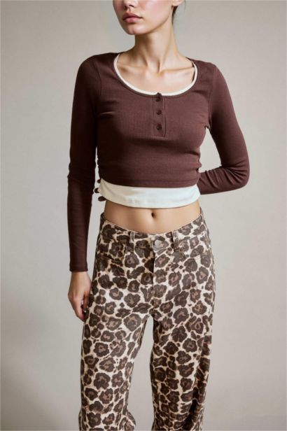 Fitted Corduroy Long Sleeve T-Shirt