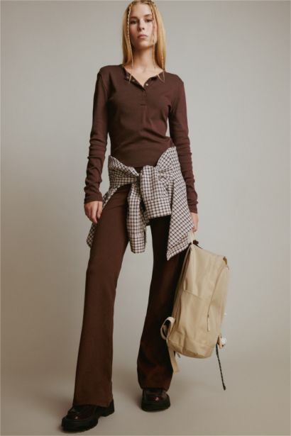 Fitted Ribbed Long Sleeve T-Shirt