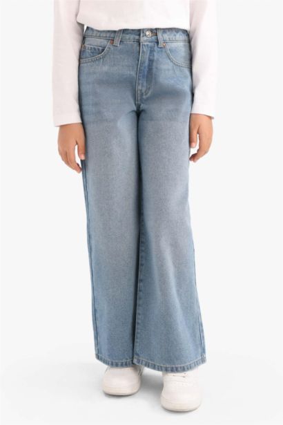 Wide Leg Denim Trousers