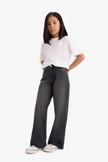 Wide Leg Denim Trousers